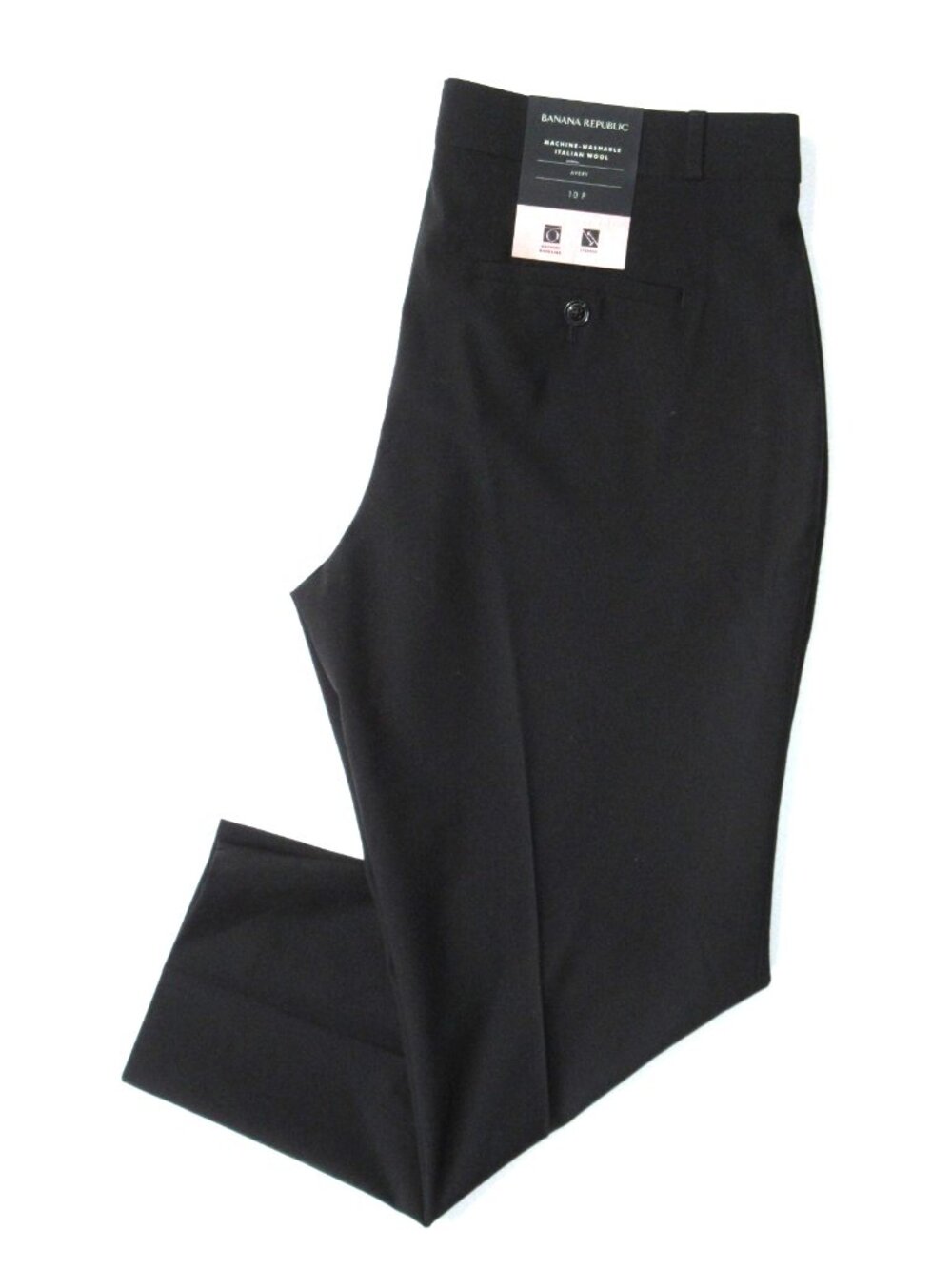 NWT Banana Republic Avery in Black Lightweight Washable Wool Ankle Pants 10P